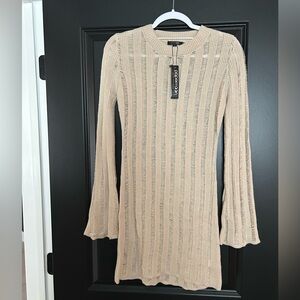 Papermoon Beige Long Sleeve Knit Dress size small NWT